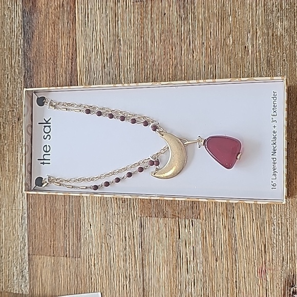 The SAK gold and ruby red pendant Necklace New in Box - Picture 1 of 2